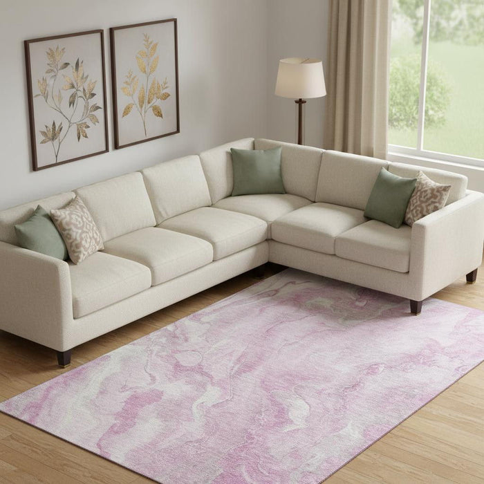 10' X 14' Abstract Washable Area Rug With UV Protection (697806) - Pink / Ivory
