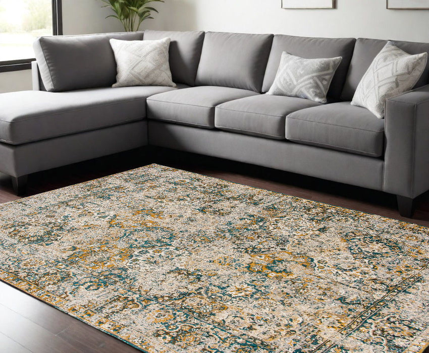 6' x 9' Abstract Non Skid Area Rug - Blue And Green