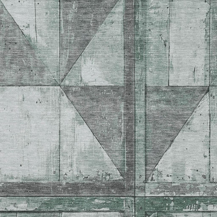 10' X 14' Geometric Washable Area Rug With UV Protection (706523) - Sage / Gray