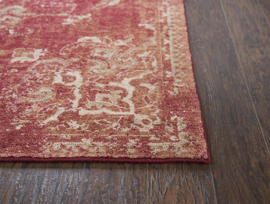 8' X 10' New Zealand Lambs Wool Medallion Hand Carved Handmade Area Rug (747444) - Red / Beige