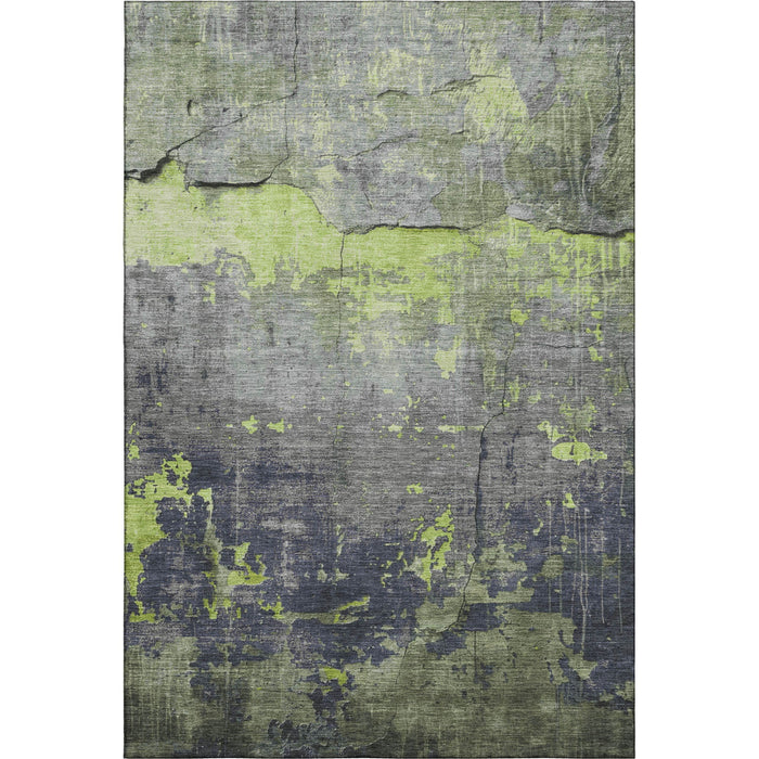 10' X 14' Abstract Washable Area Rug With UV Protection (701159) - Lime Green / Gray / Silver