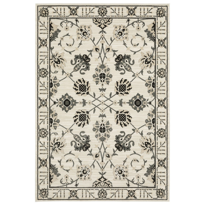 10' X 13' Oriental Area Rug - Ivory And Gray