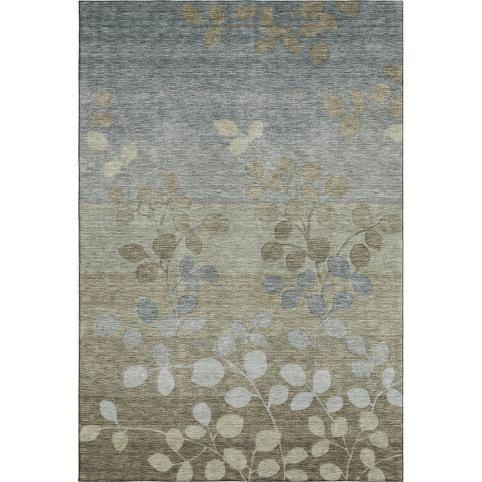 10' X 14' Floral Washable Area Rug With UV Protection (707497) - Khaki / Gray