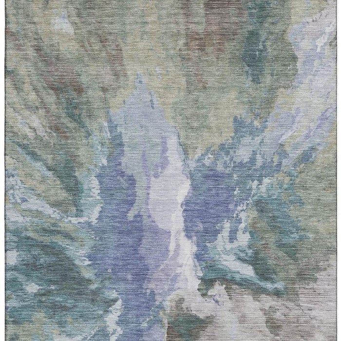 10' X 14' Abstract Washable Area Rug With UV Protection (695432) - Blue / Gray / Ivory