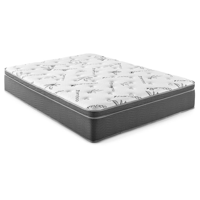 Sommet - Eastern King Bamboo Euro Top Foam Hybrid Mattress - White
