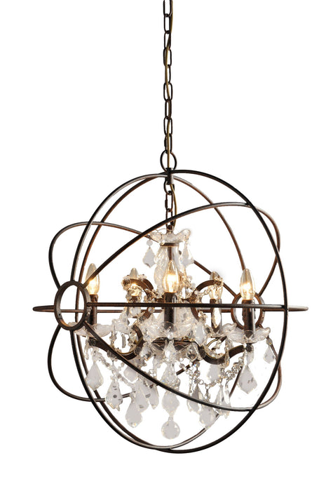 Unique Statement Five Light Metal Chandelier - Bronze