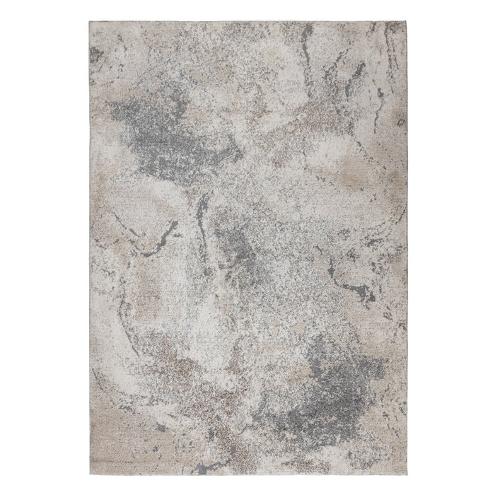 9' x 12' Abstract Power Loom Area Rug - Cream And Gray