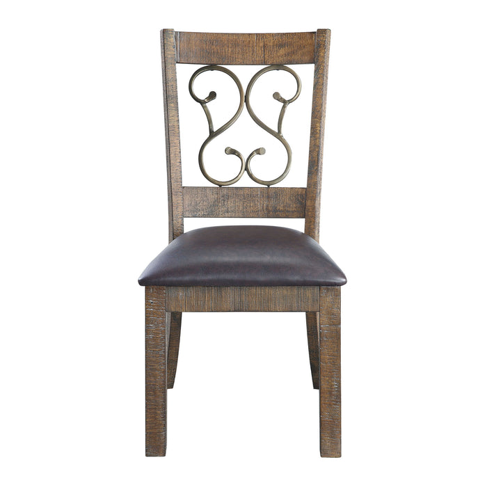 Redwood Upholstered Faux Leather Open Back Dining Side Chairs (Set of 2) - Black / Red