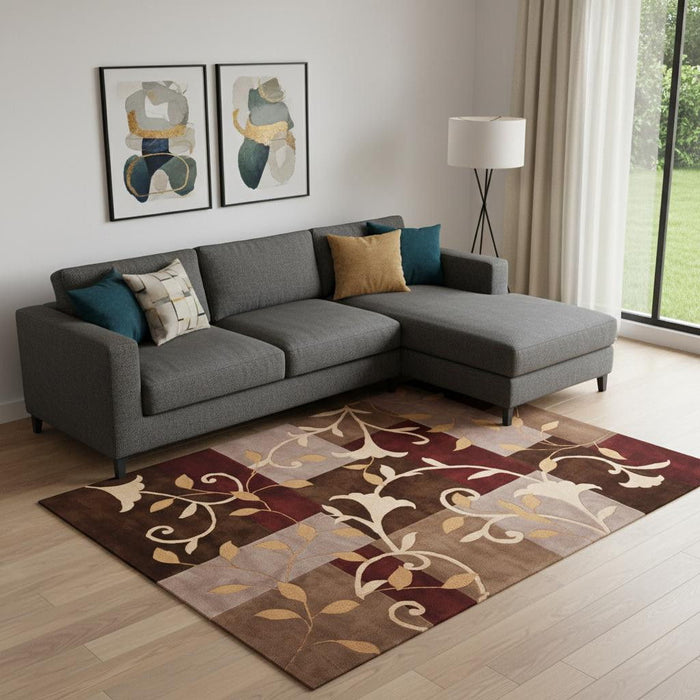 7' X 9' Floral Handmade Area Rug (556027) - Brown