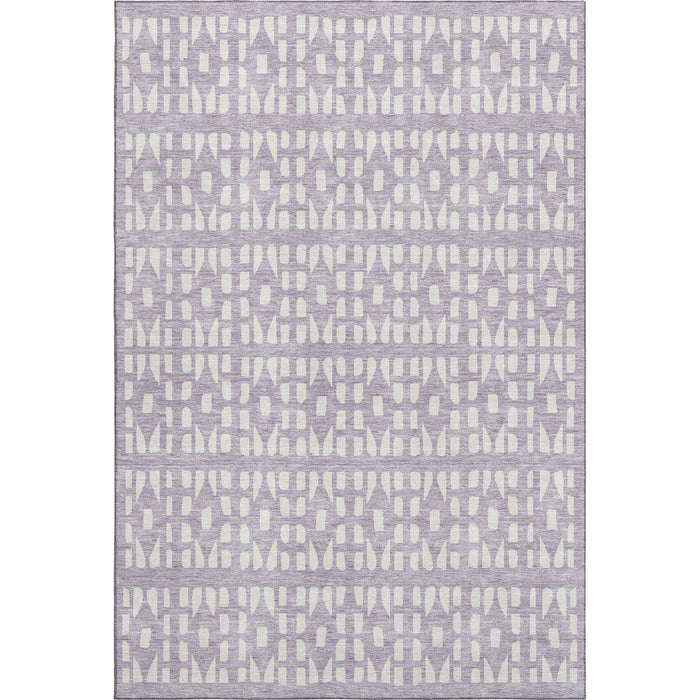 10' X 14' Geometric Washable Area Rug With UV Protection (676278) - Lavender / Ivory