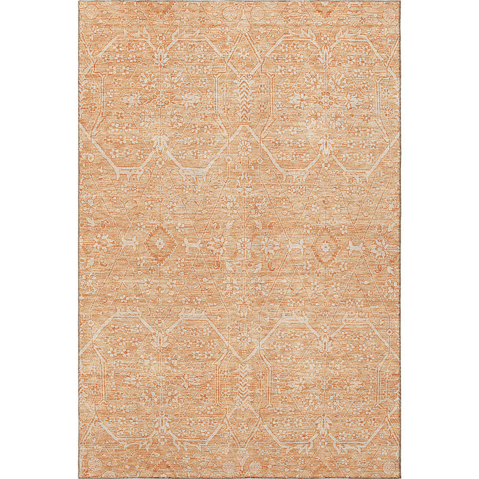10' X 14' Floral Washable Area Rug With UV Protection (691776) - Salmon / Ivory