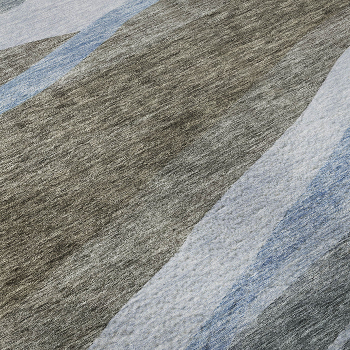 10' X 14' Abstract Washable Area Rug With UV Protection (684238) - Brown / Blue / Silver