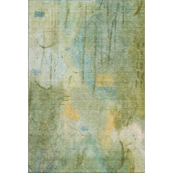 10' X 14' Abstract Washable Area Rug With UV Protection (715357) - Sage / Teal