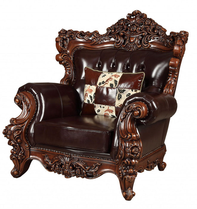 Faux Leather Tufted Wingback Chair - Espresso