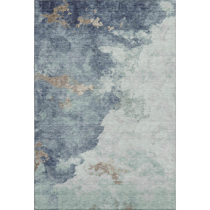 10' X 14' Abstract Washable Area Rug With UV Protection (718157) - Pale Aqua / Taupe