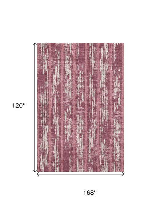 10' X 14' Striped Washable Area Rug With UV Protection (670874) - Blush / Ivory