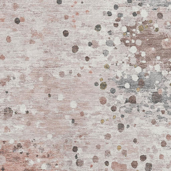 10' X 14' Abstract Washable Area Rug With UV Protection (710771) - Salmon / Ivory / Gray