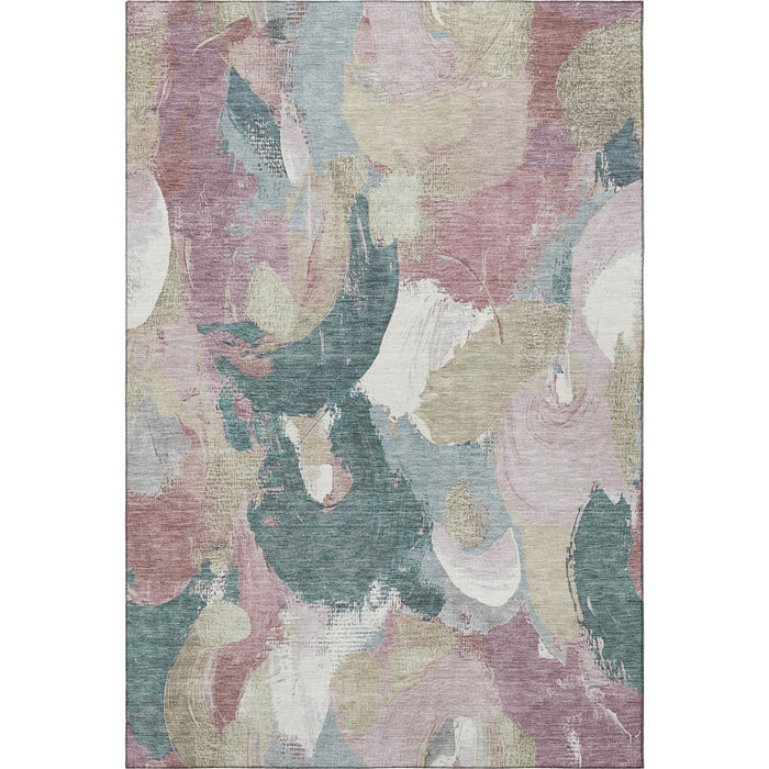 10' X 14' Abstract Washable Area Rug With UV Protection (709594) - Mauve / Beige / Blush