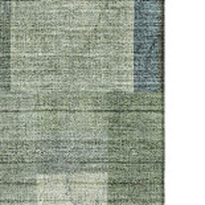 10' X 14' Geometric Washable Area Rug With UV Protection (653434) - Green / Blue / Gray
