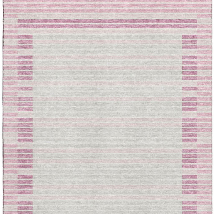 10' X 14' Striped Washable Area Rug With UV Protection (693492) - Pink / Ivory / Mauve