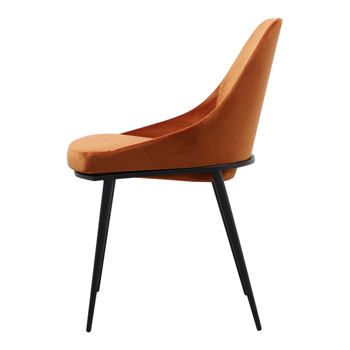 Upholstered Velvet Dining Side Chairs (Set of 2) - Amber / Black
