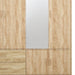 Natural wood 71-inch four-door wardrobe with two drawers by HomeRoots, featuring a spacious storage combo dresser.