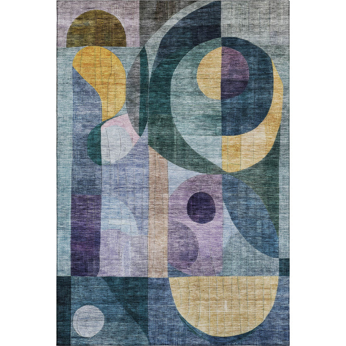 10' X 14' Abstract Geometric Washable Area Rug With UV Protection (684822) - Blue / Gold / Purple