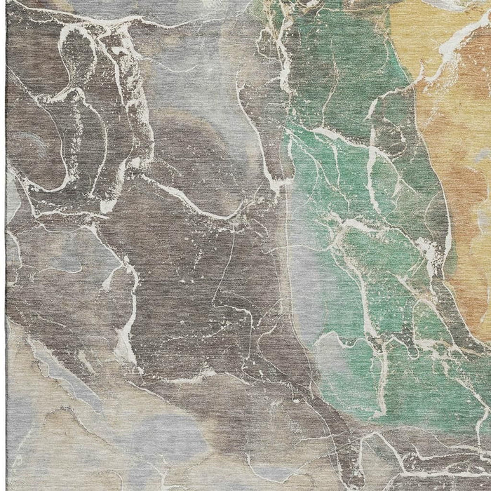 10' X 14' Abstract Washable Area Rug With UV Protection (701225) - Taupe / Brown / Gray