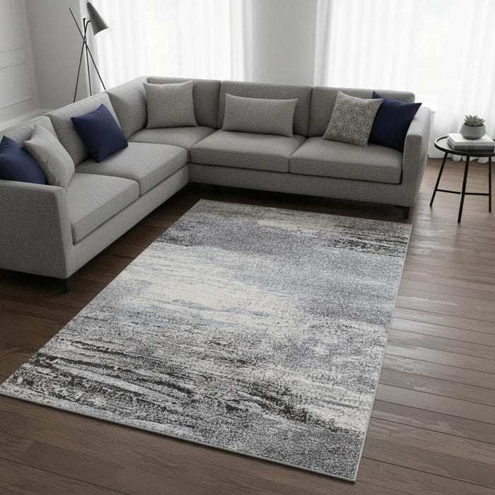 8' X 11' Abstract Area Rug (660038) - White / Gray