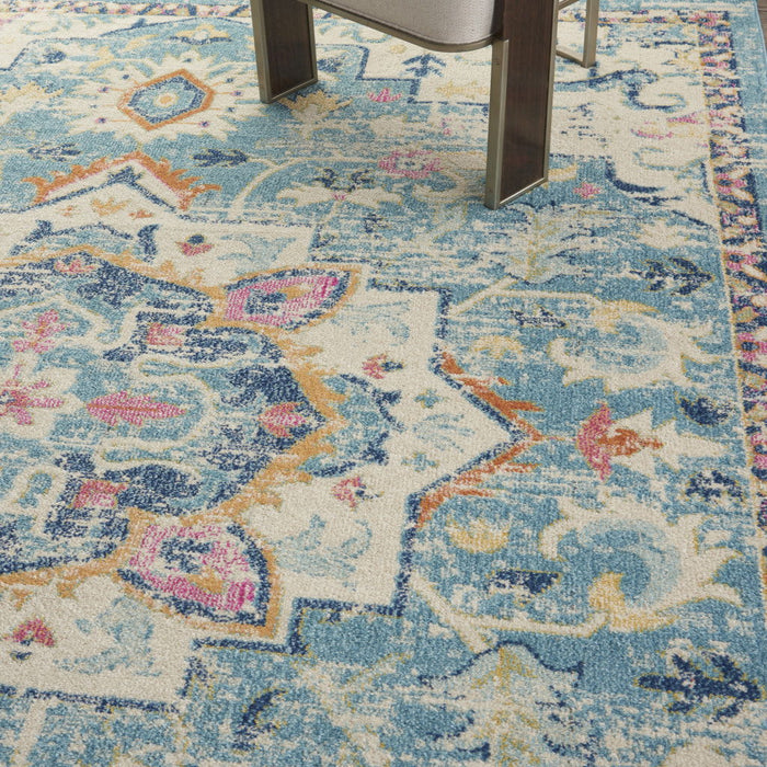 9' x 12' Floral Power Loom Polypropylene Area Rug - Ivory