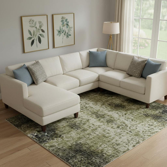 10' X 14' Striped Washable Area Rug With UV Protection (706409) - Artichoke Green / Gray