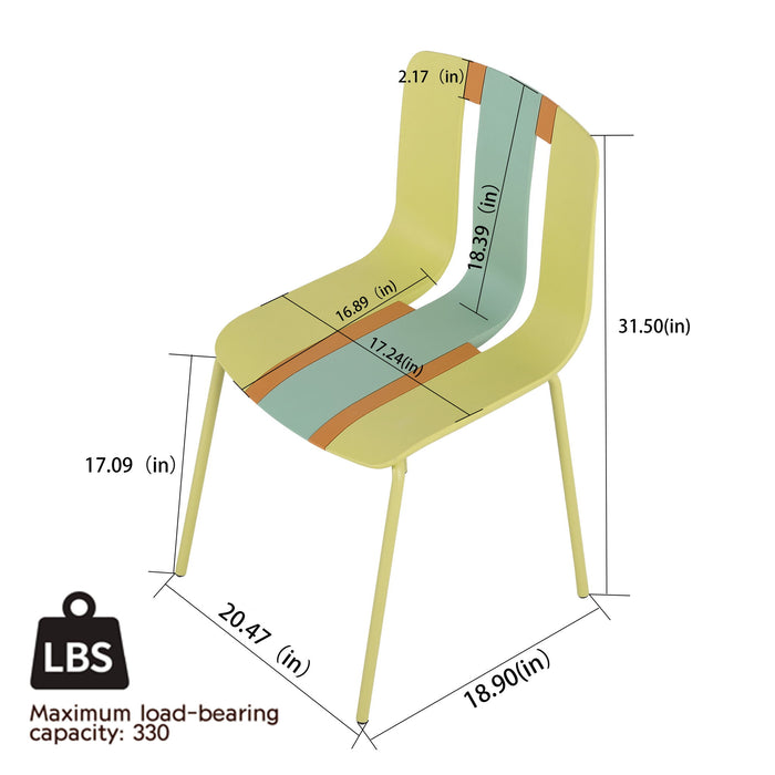 Set of four Giga modern striped blocking chairs, waterproof and fade-resistant, with cushioned seats and stylish design.