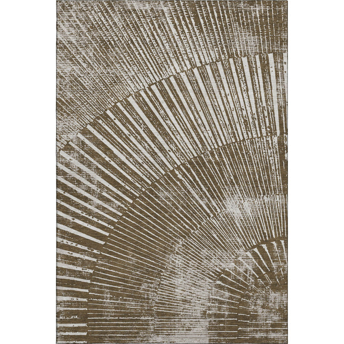 10' X 14' Geometric Washable Area Rug With UV Protection (648328) - Chocolate / Ivory