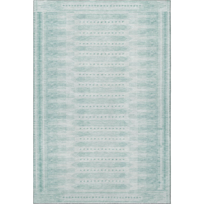 10' X 14' Geometric Washable Area Rug With UV Protection (708049) - Turquoise / Aqua