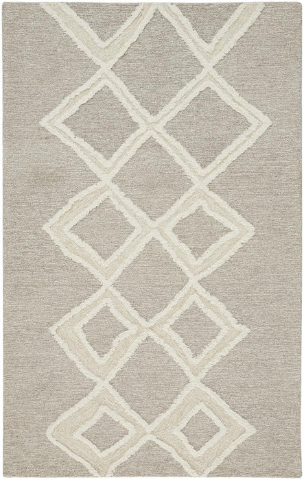 10' x 14' Wool Geometric Tufted Handmade Stain Resistant Area Rug - Gray And Ivory