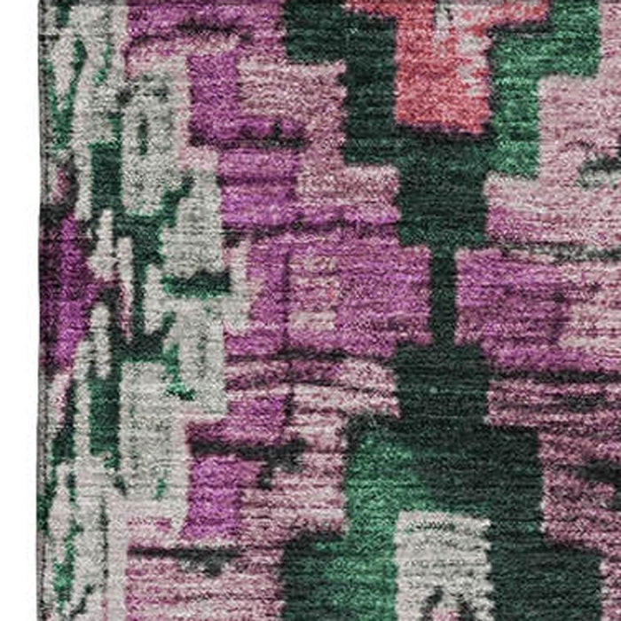 10' X 14' Washable Area Rug With UV Protection (707101) - Blush / Green / Ivory