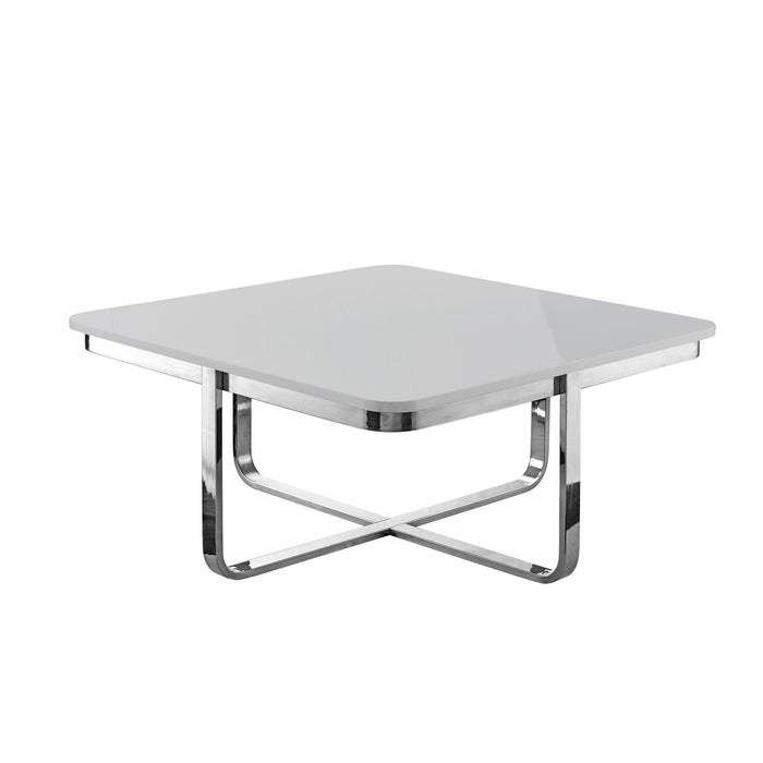 Metallic Stainless Steel Square Coffee Table - Light Gray And Silver