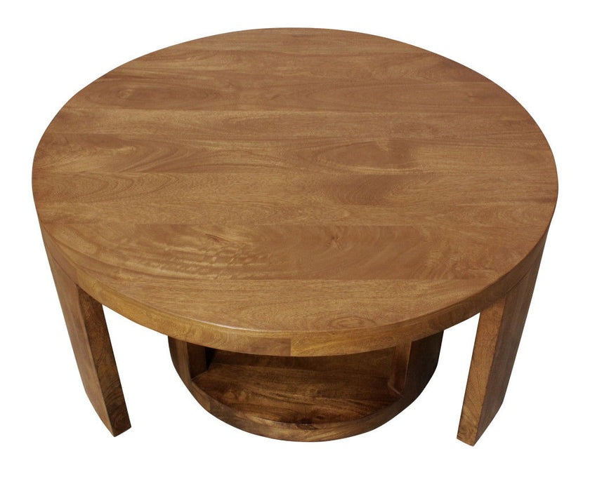 Solid Wood Round Distressed Solid Nested Coffee Tables (Set of 2) - Walnut