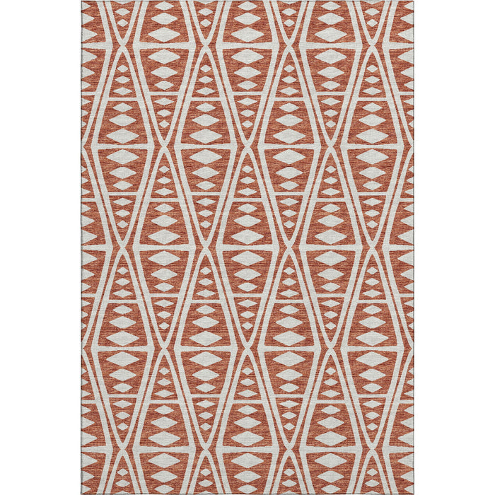 8' X 10' Tribal Washable Area Rug With UV Protection (644884) - Burnt Sienna / Ivory
