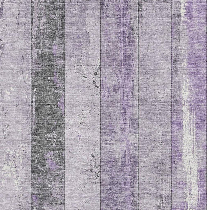 10' X 14' Striped Washable Area Rug With UV Protection (706301) - Lavender / Gray