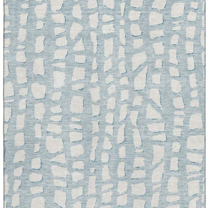 8' X 10' Cobblestone Washable Area Rug With UV Protection - Sky Blue And Ivory