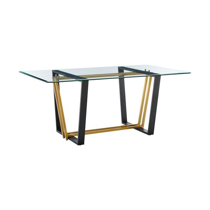 72" Glass And Iron Sled Base Dining Table - Gold