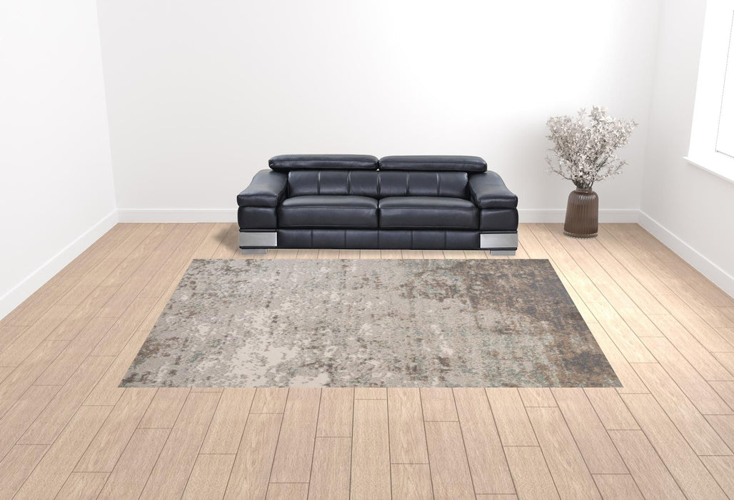 10' x 14' Gray Abstract Power Loom Area Rug - Gray And Dark