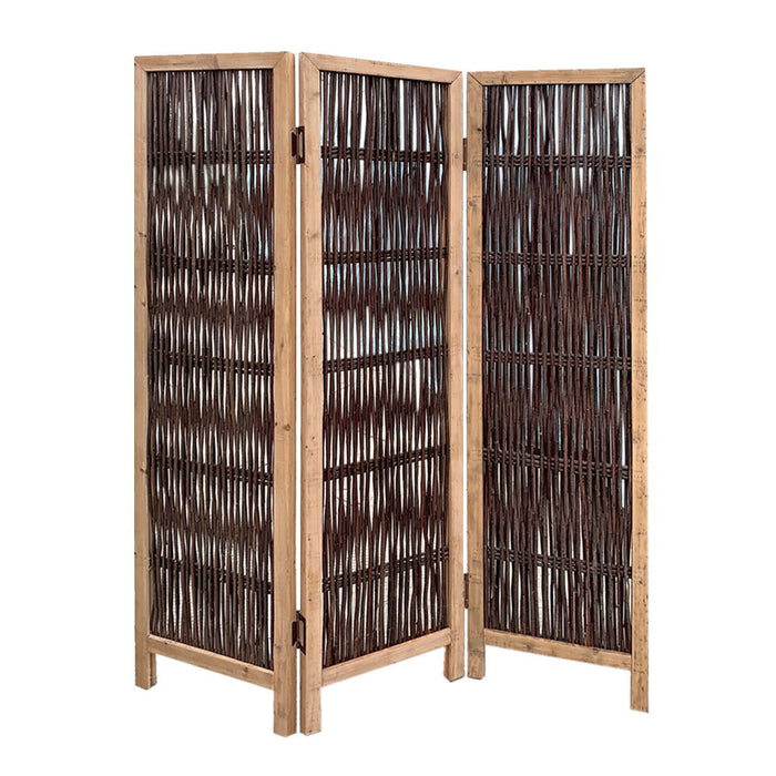 3 Panel Kirkwood Room Divider With Interconnecting Branches Design - Dark Brown