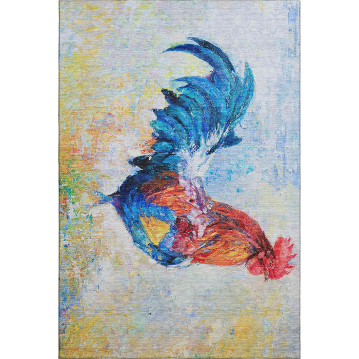 9' X 12' Animal Print Washable Area Rug With UV Protection - Blue
