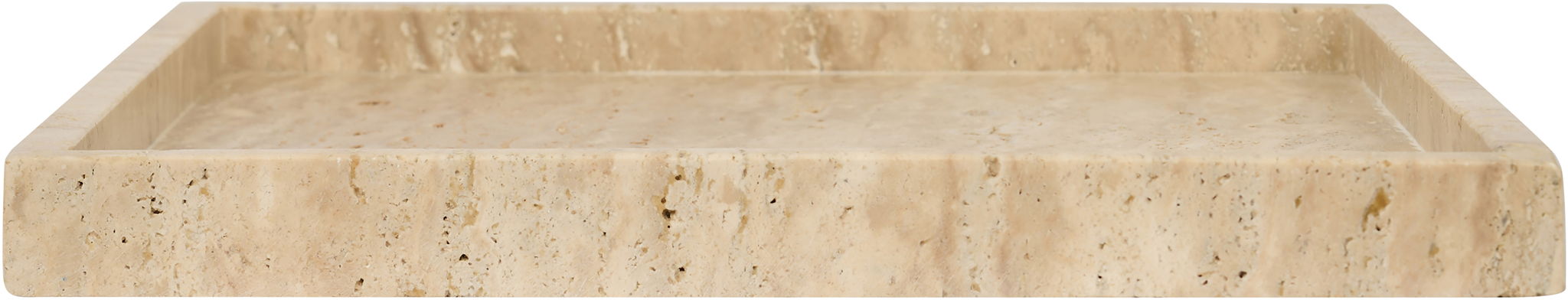 Michael Meridian Furniture travertine tray with rounded edges and a smooth surface, ideal for serving or decorative use.
