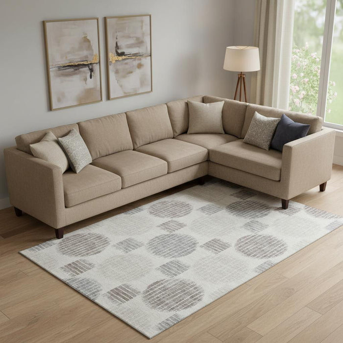 10' X 14' Geometric Washable Area Rug With UV Protection (671552) - Ivory / Beige / Gray