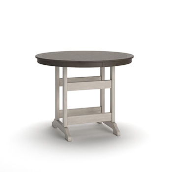Vista Highlands round counter table in brown and white by Signature Design by Ashley with umbrella option