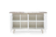 White ESF 8010 buffet with sleek design, featuring multiple storage compartments and a smooth finish.