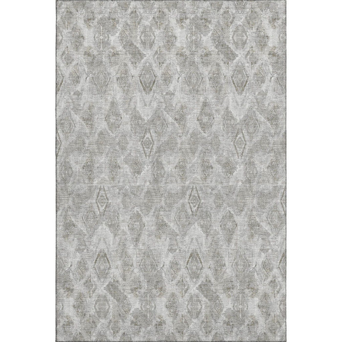 10' X 14' Diamond Washable Area Rug With UV Protection (652635) - Silver / Gray